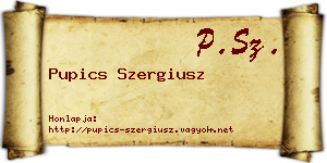 Pupics Szergiusz névjegykártya